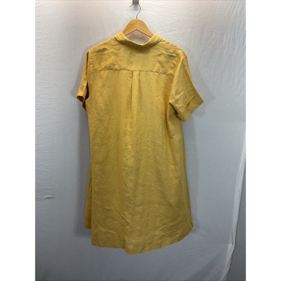 J Jill Love Linen Yellow Shirt Dress Sz L Casual Travel Beach Summer Cruise - Picture 3 of 8